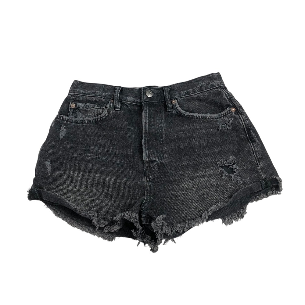 Free People We The Free Black Distressed Denim Shorts Size 27 Punk Grunge Gothic